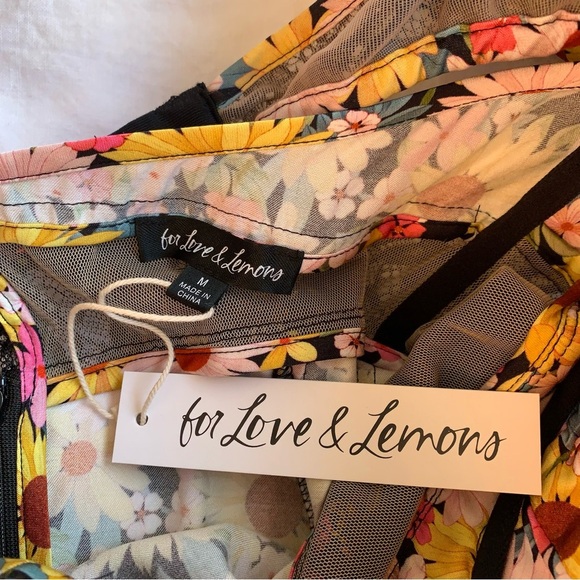 NWT For Love & Lemons Sylvia Floral Lace Puff Short Sleeve Slit Maxi Dress - Picture 10 of 15